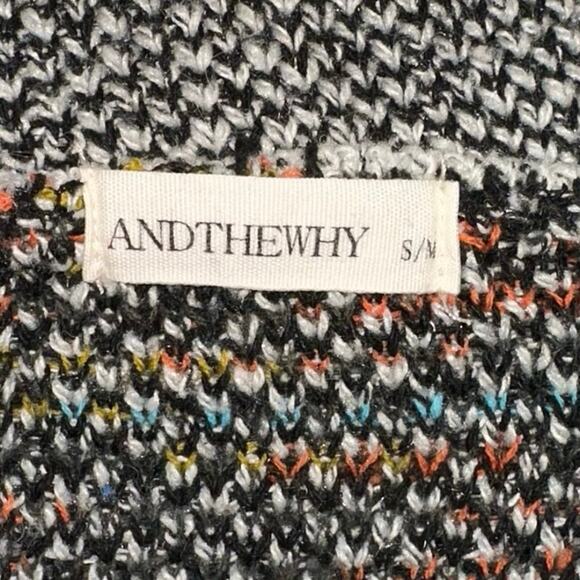 ANDTHEWHY Boho Hooded Cardigan Sweater Duster Drawstring Open Front Gray S/M - Picture 5 of 5